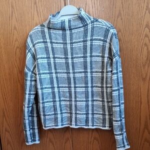 Rachel Zoe Women’s Plaid Mock Neck Sweater in Gray and White Size M